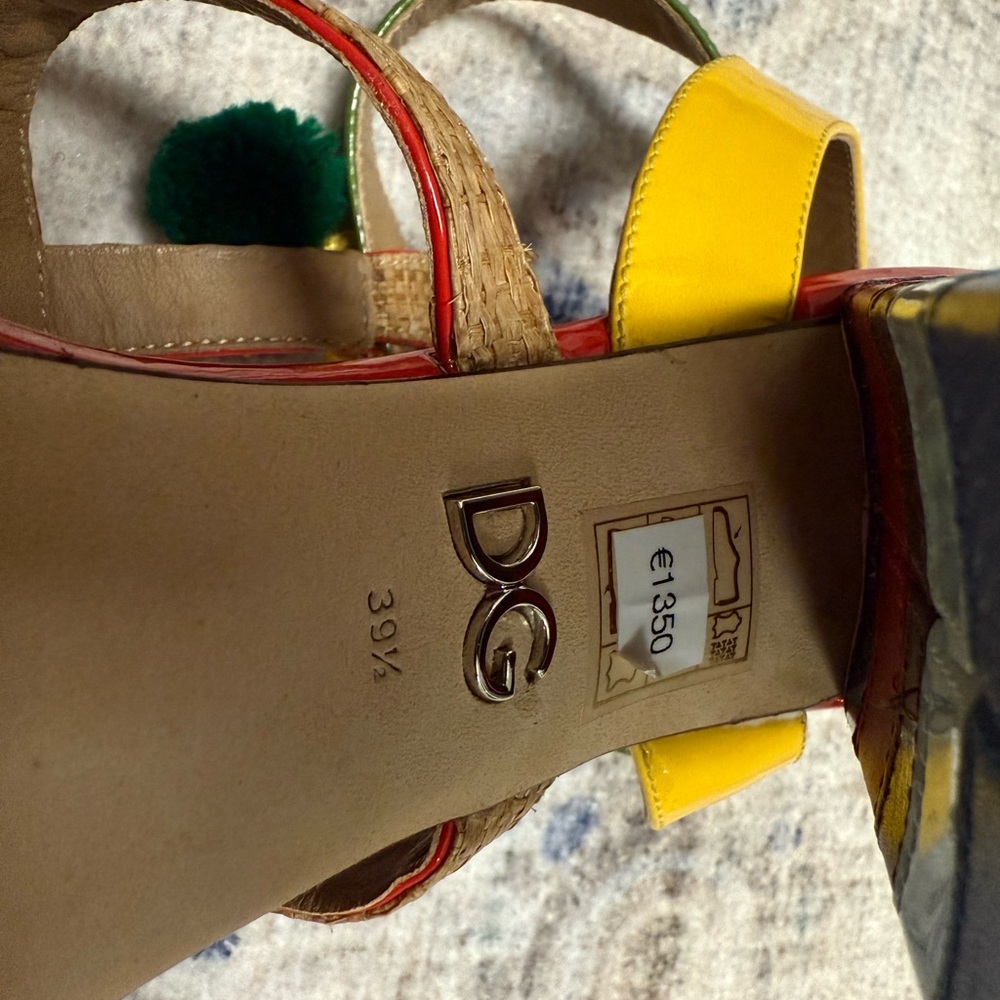 Dolce & Gabbana Red and Yellow Floral Heels - Picture 7 of 9